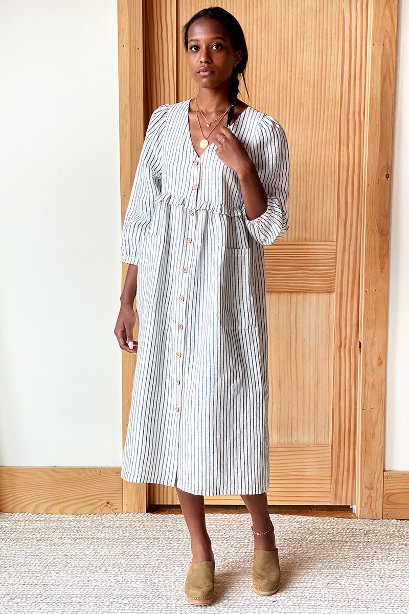 Livia Shirtdress - Charcoal Stripe