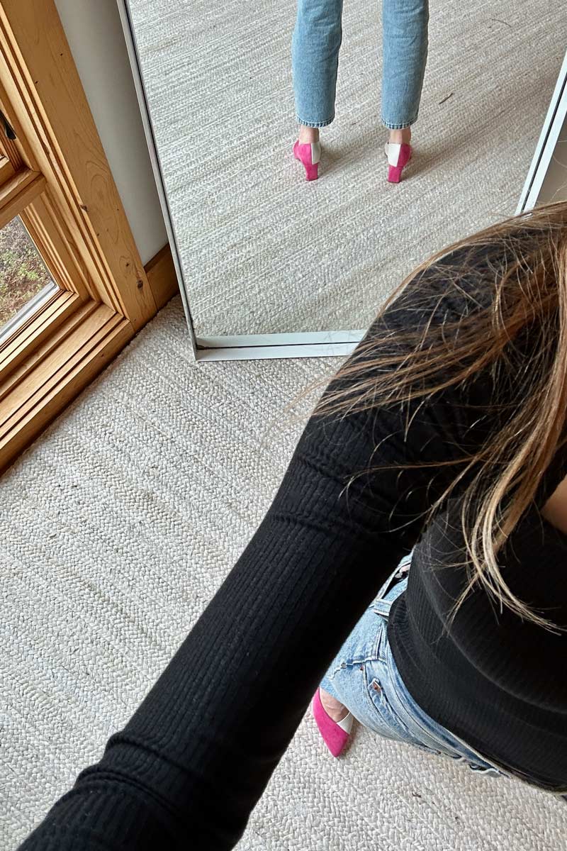 Lou Colorblock Pump - Fandango Pink Suede + White Leather