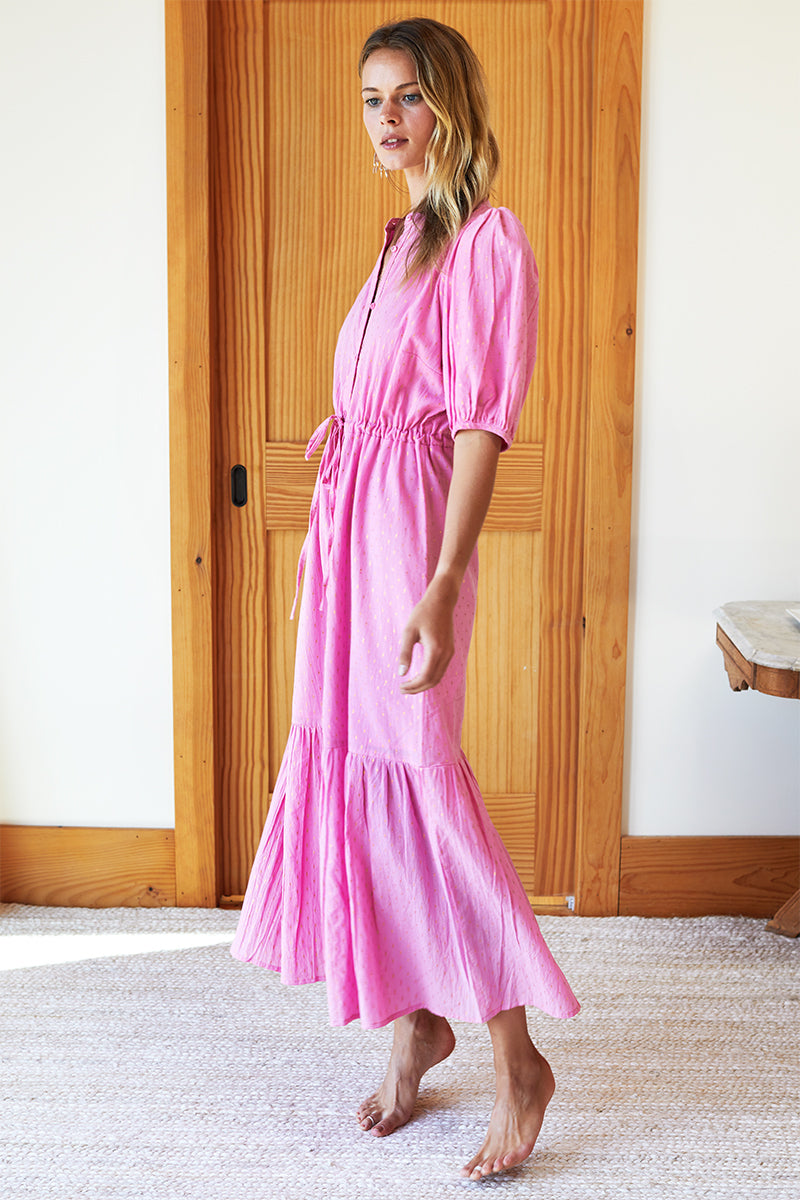 Lucy Dress - Pink Gold Dot Lurex