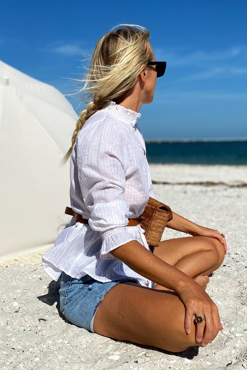 Lucybella Top - White Lurex