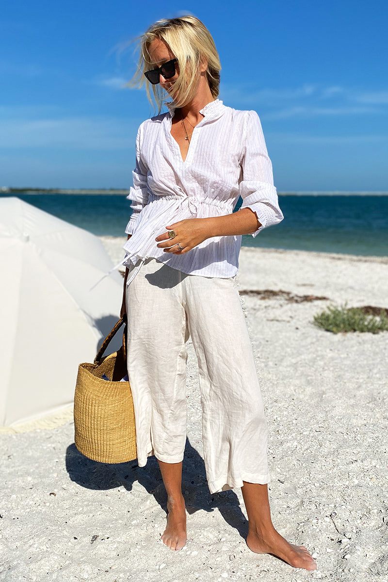 Lucybella Top - White Lurex