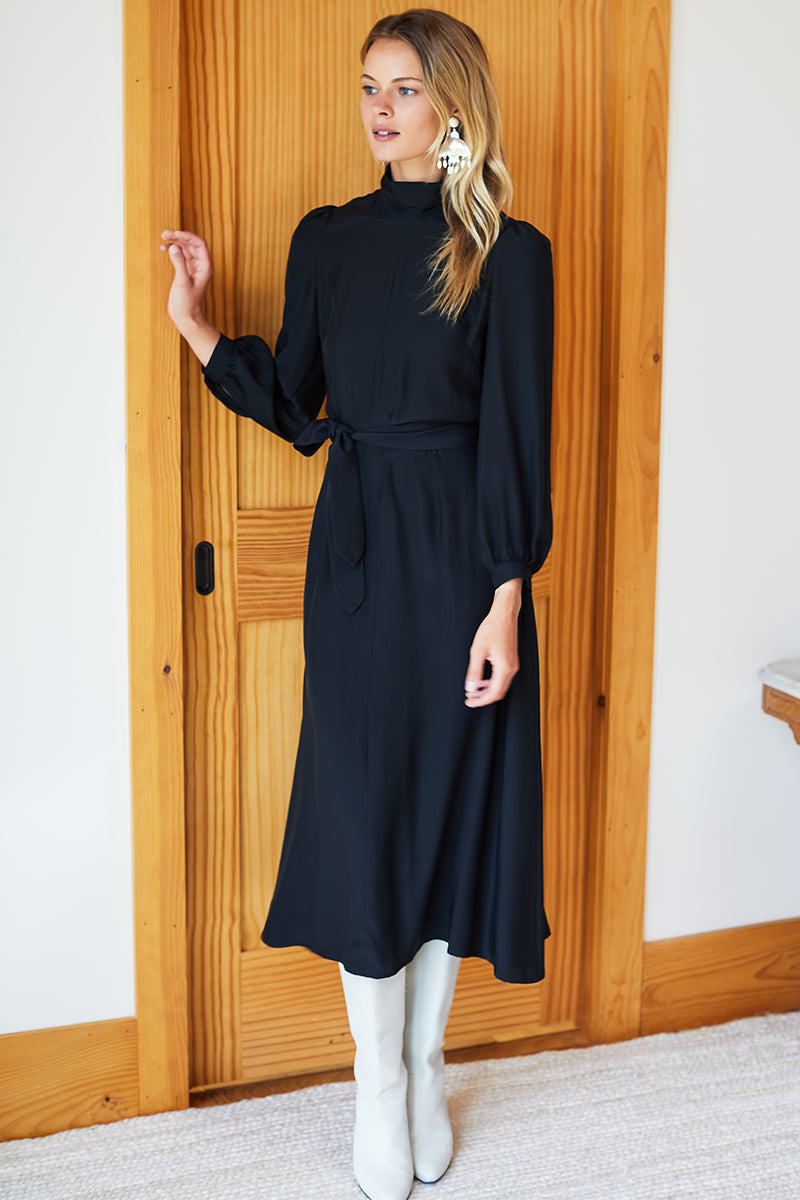 Nina Dress - Black Silk