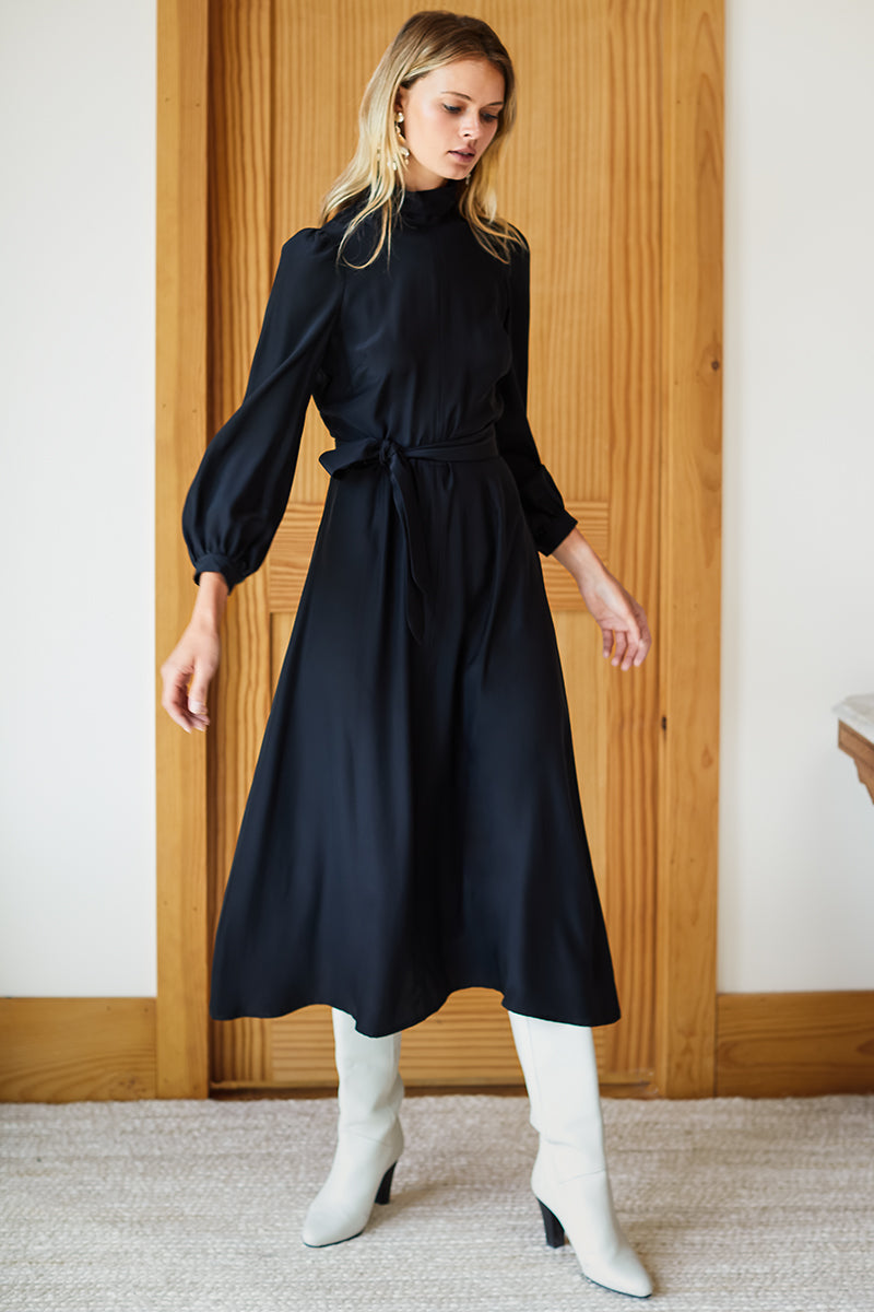 Nina Dress - Black Silk