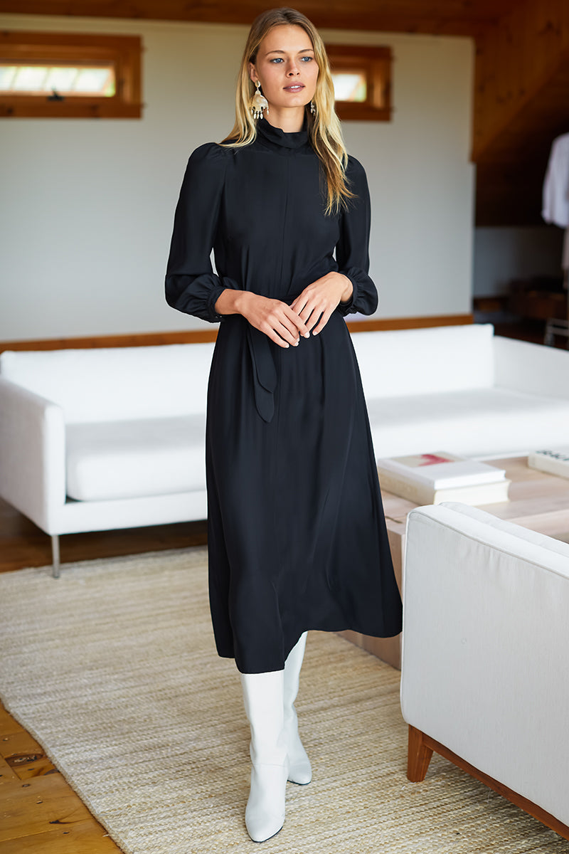 Nina Dress - Black Silk