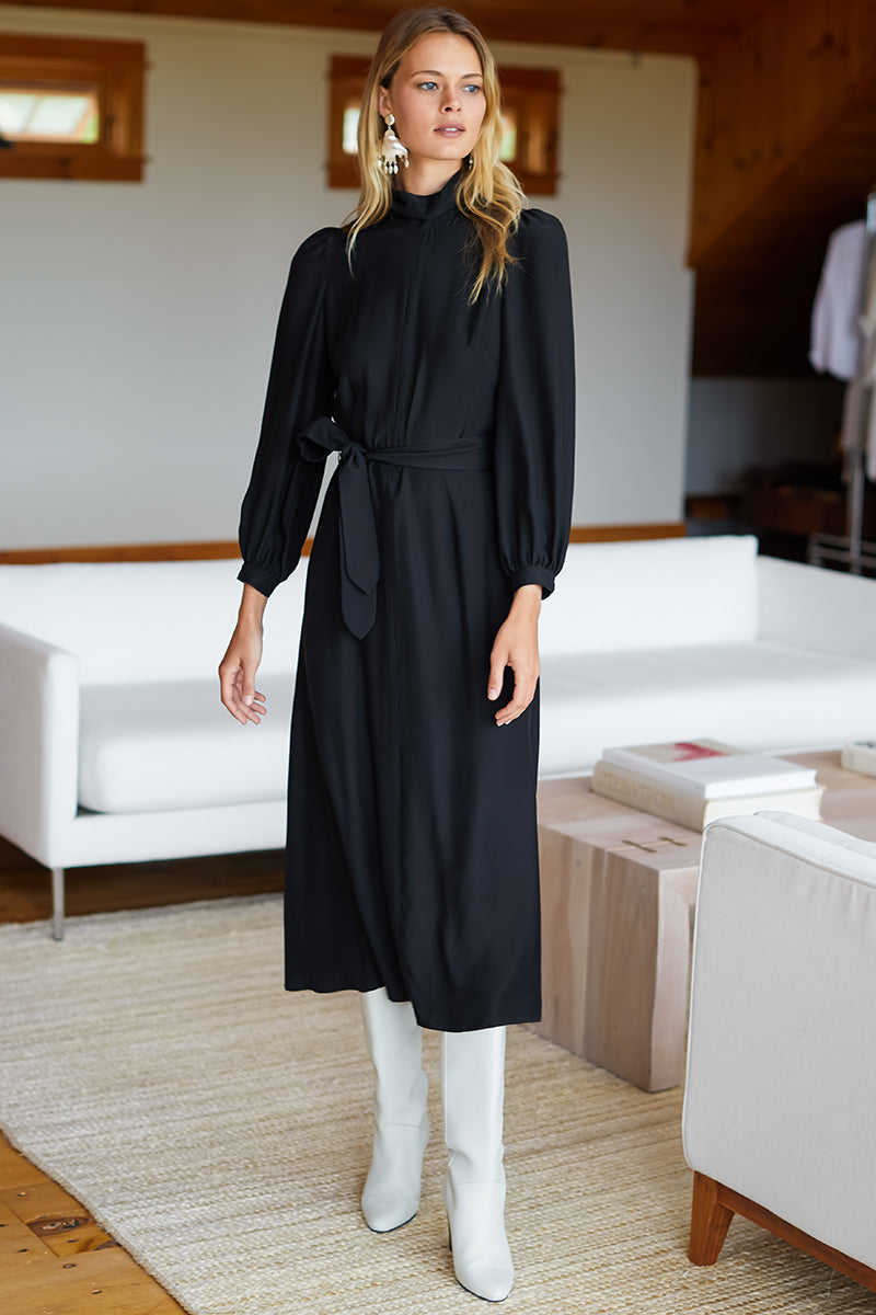 Nina Dress - Black Silk