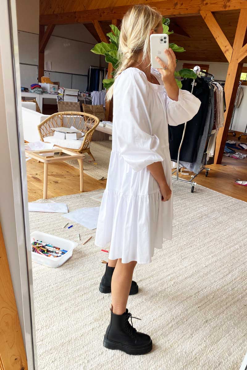 Odette Tier Dress - White Poplin