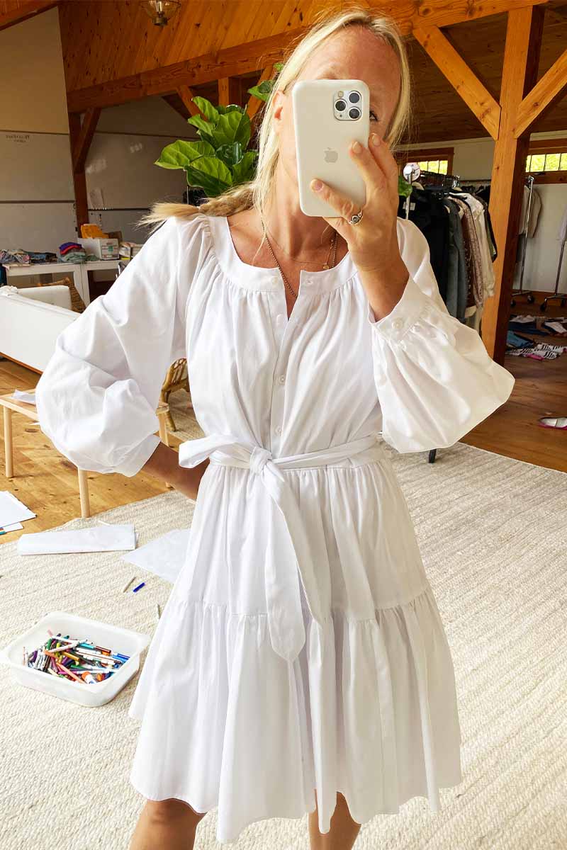 Odette Tier Dress - White Poplin