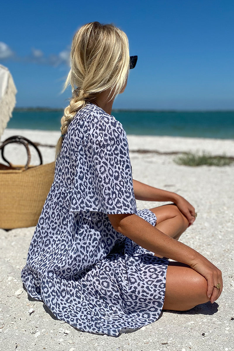 Isla Dress - Charcoal Leopard Organic