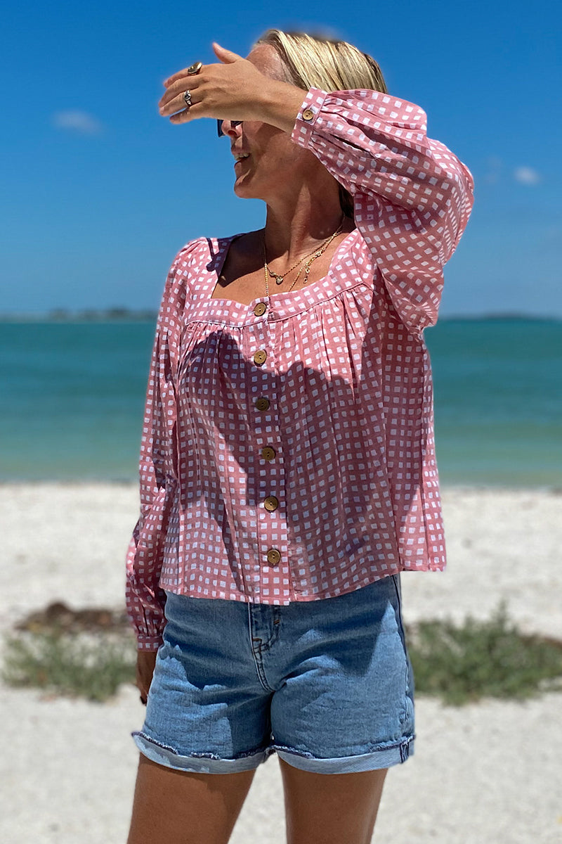 Laurent Blouse - Clay Gingham Organic