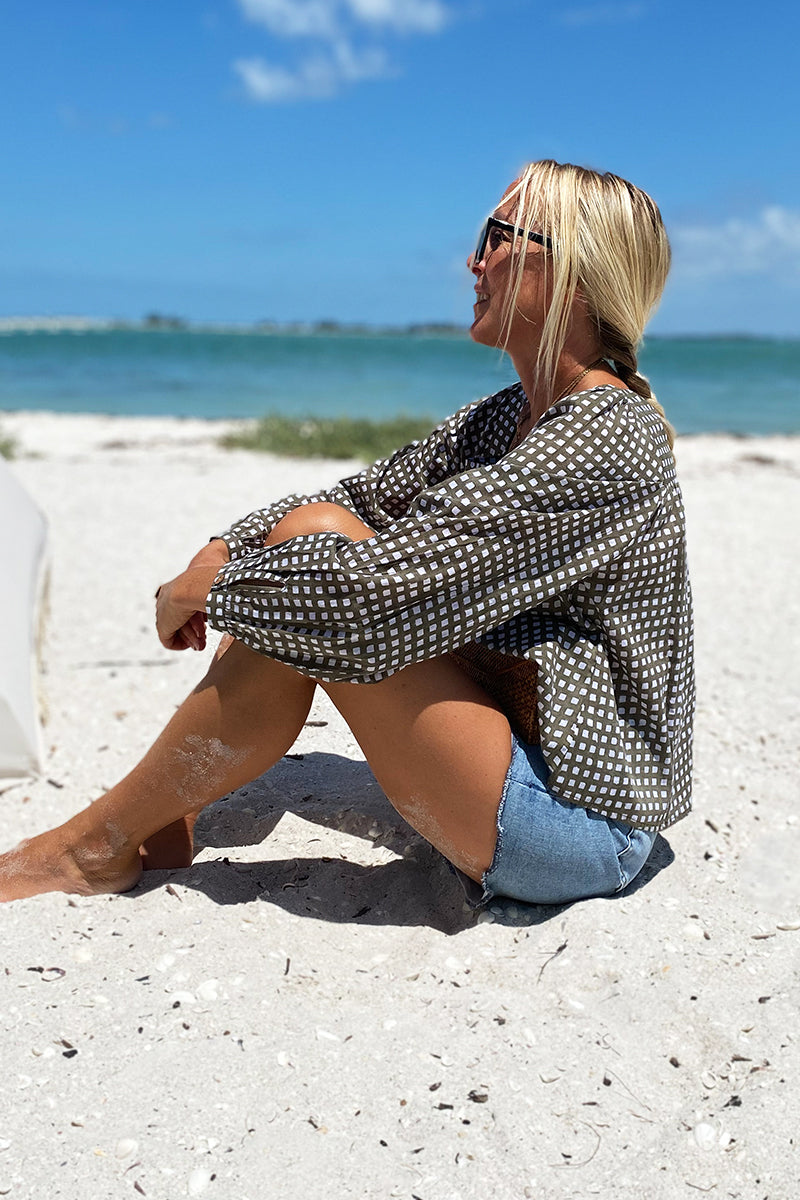 Laurent Blouse - Moss Gingham Organic