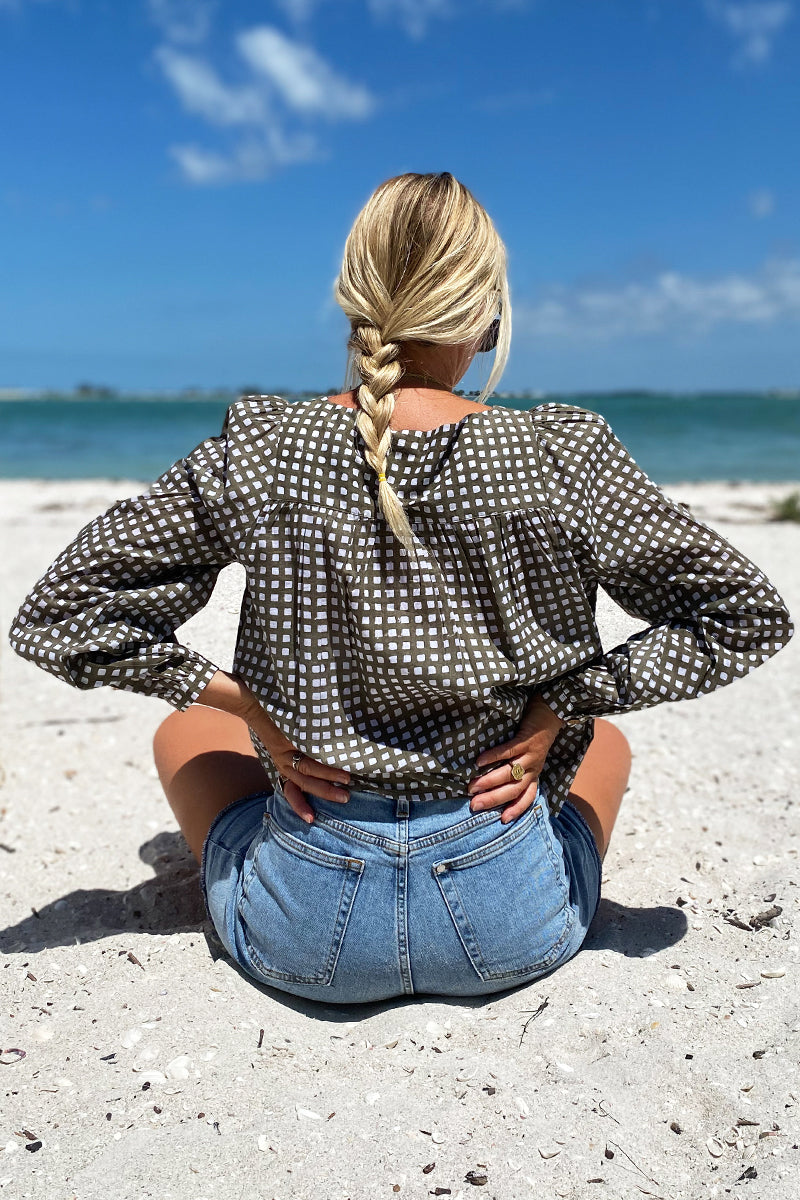 Laurent Blouse - Moss Gingham Organic