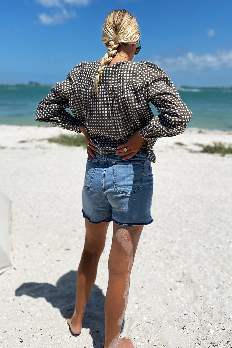 Laurent Blouse - Moss Gingham Organic