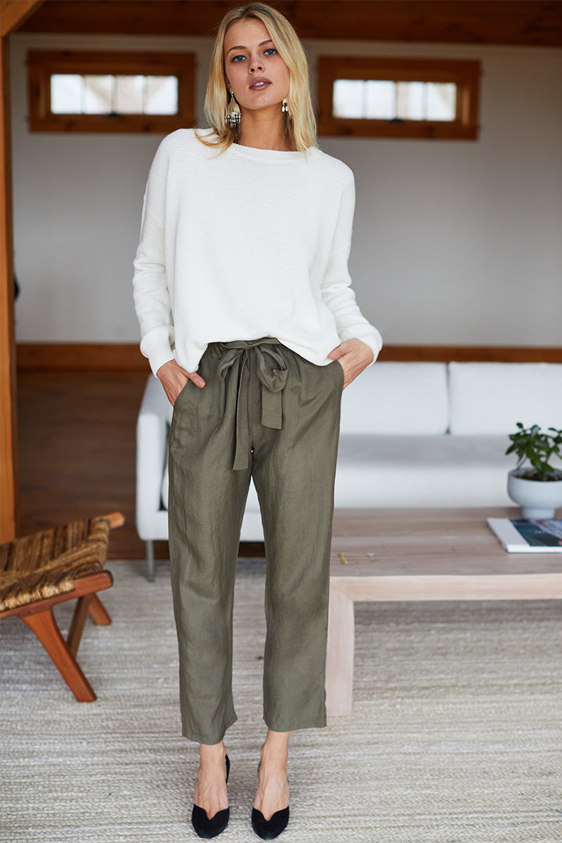 Paris Pant - Army Linen