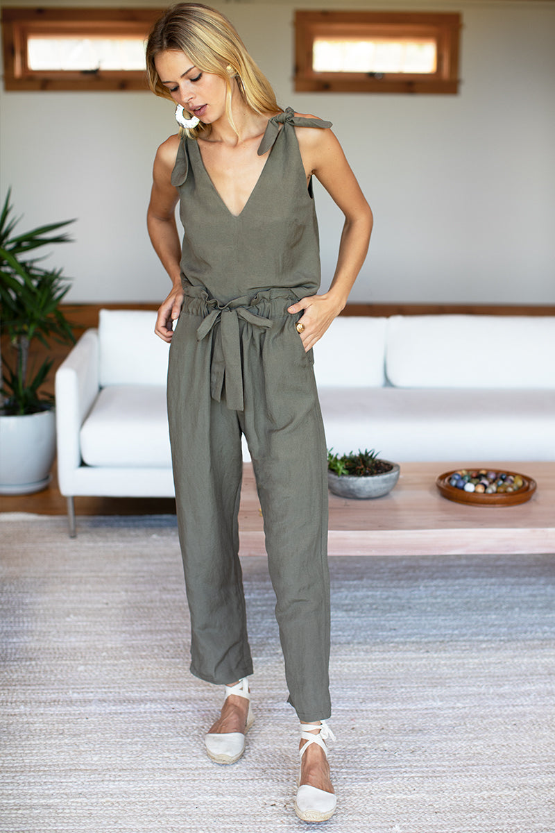 Paris Pant - Army Linen