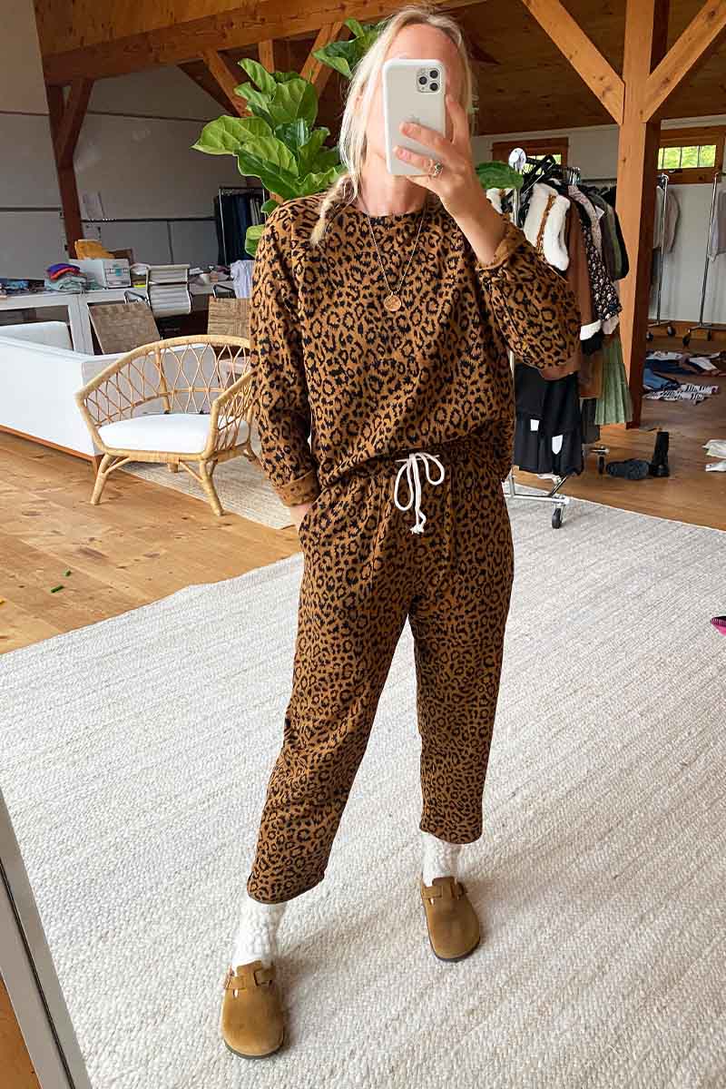 Drawstring Pant - Vintage Leopard Organic