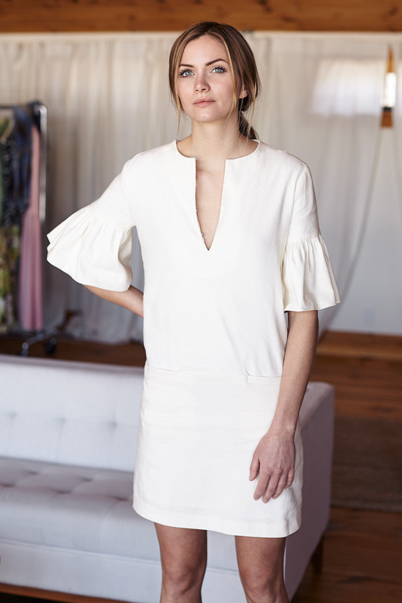 Mod Ruffle Dress - Ivory