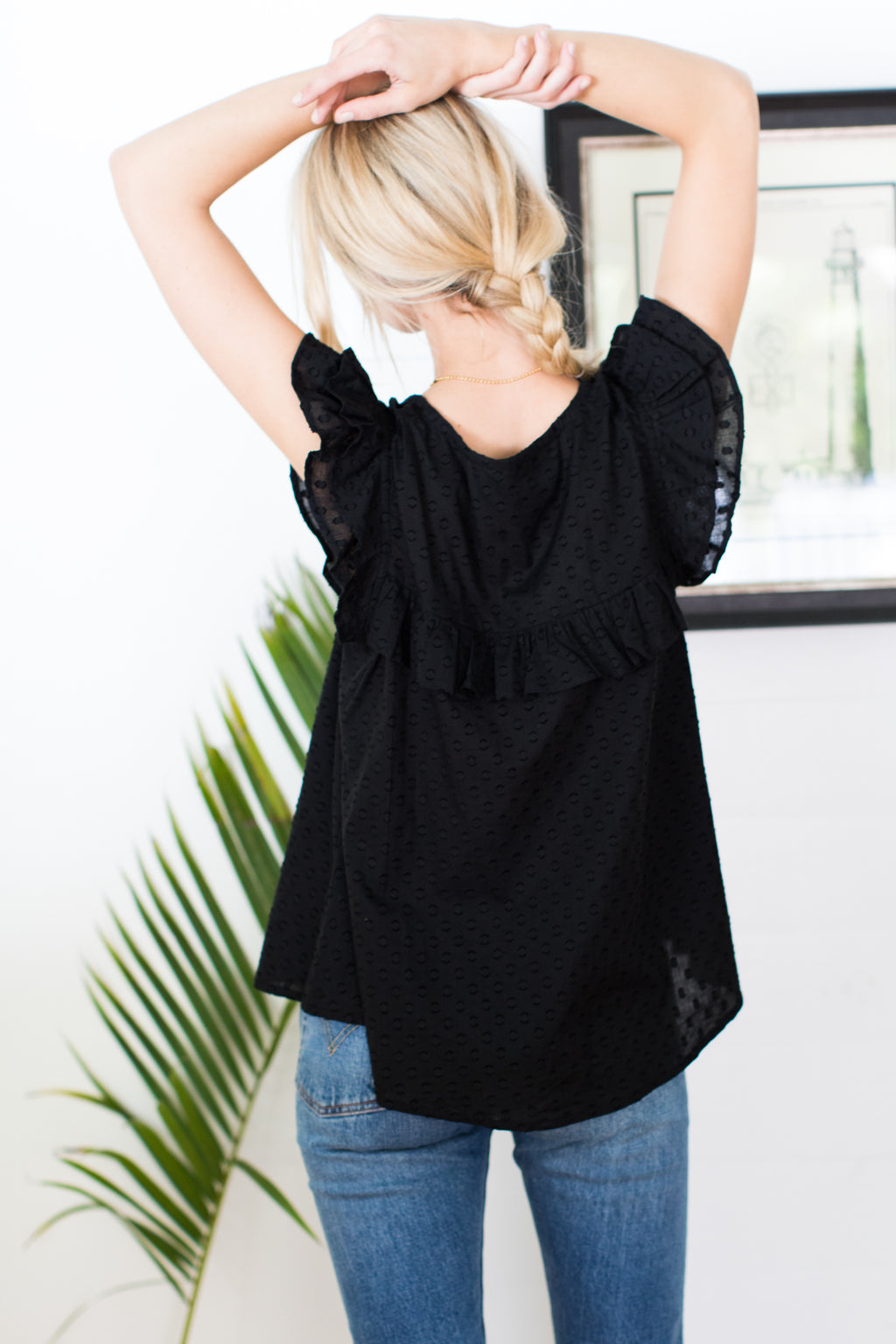 Antoinette Top - Black Swiss Dots