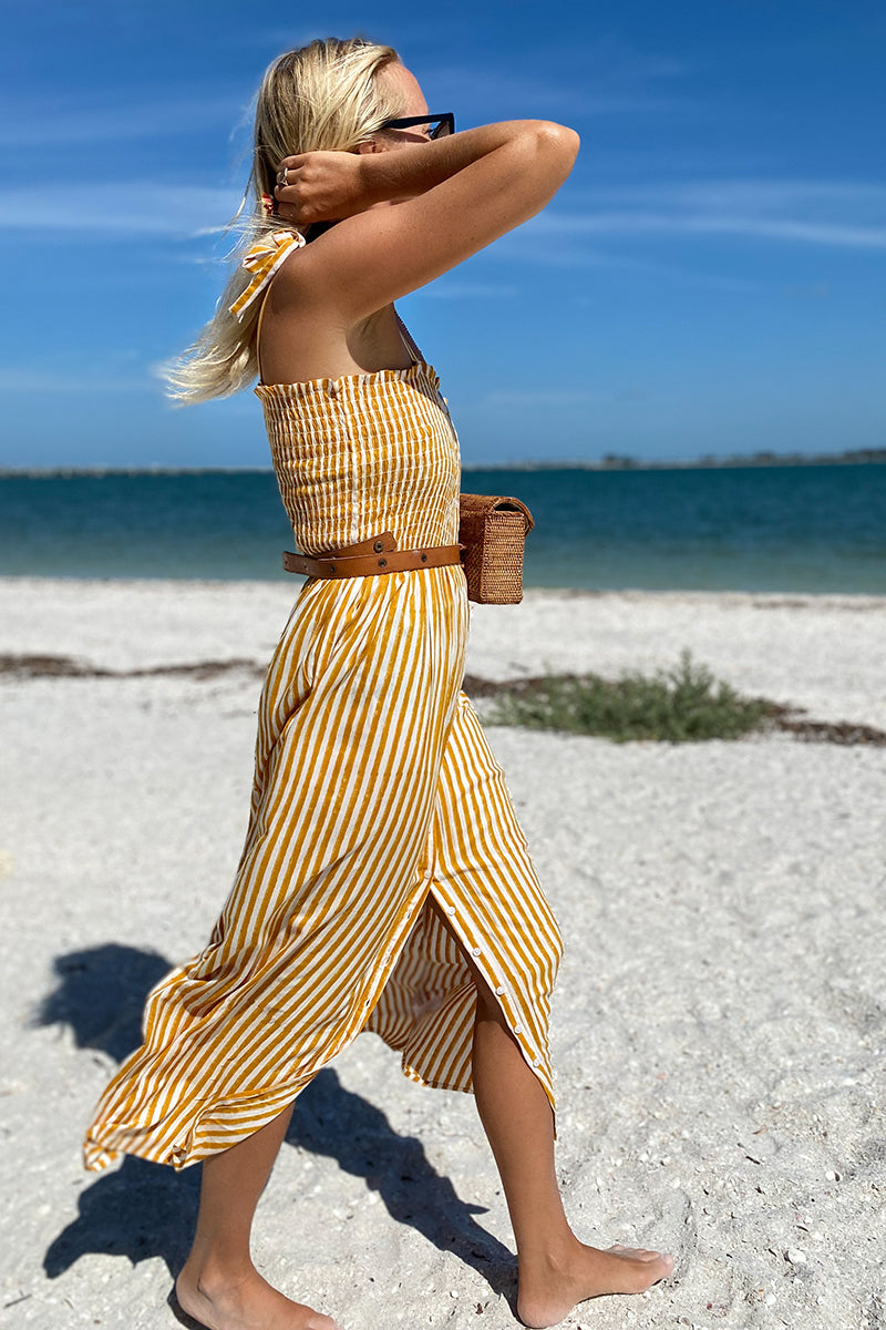 Santiago Sundress - Marigold Stripe