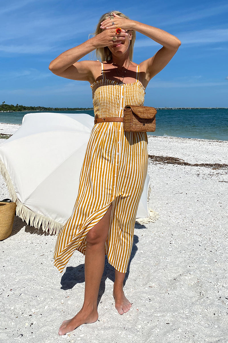 Santiago Sundress - Marigold Stripe