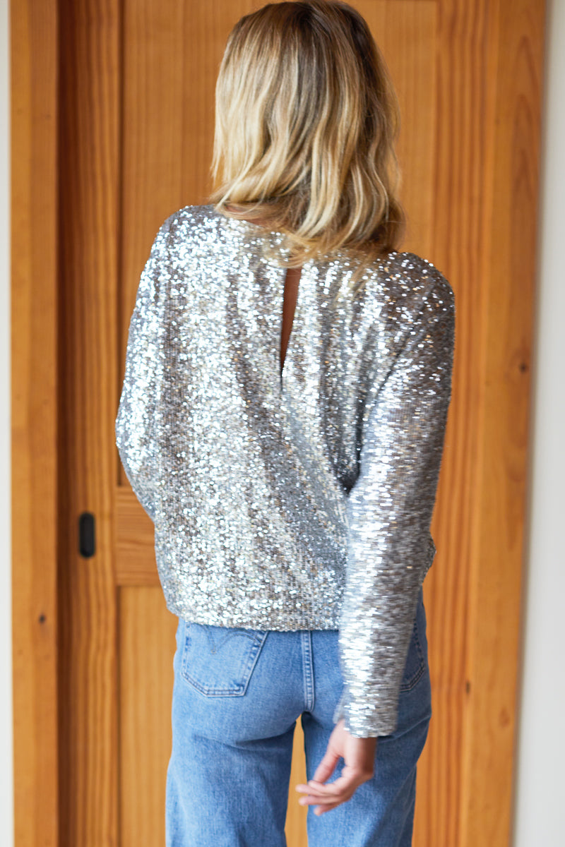 2020 Keyhole Top - Silver Sequin