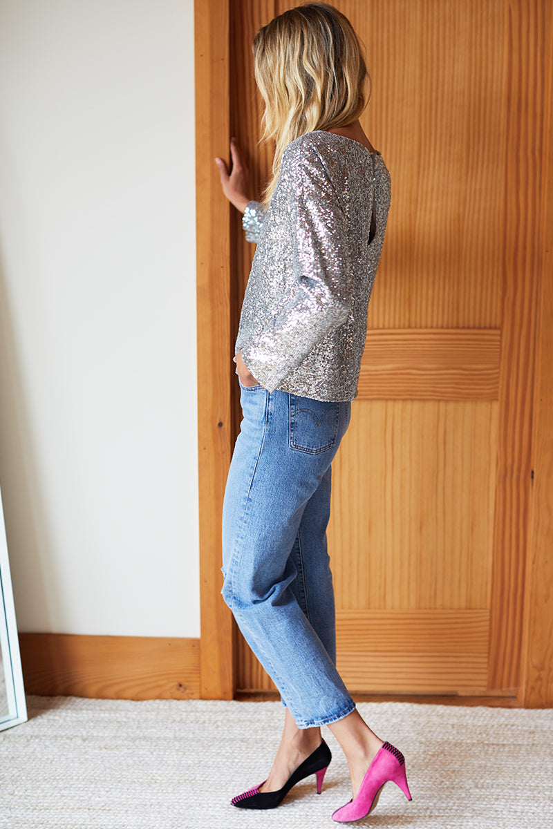 2020 Keyhole Top - Silver Sequin