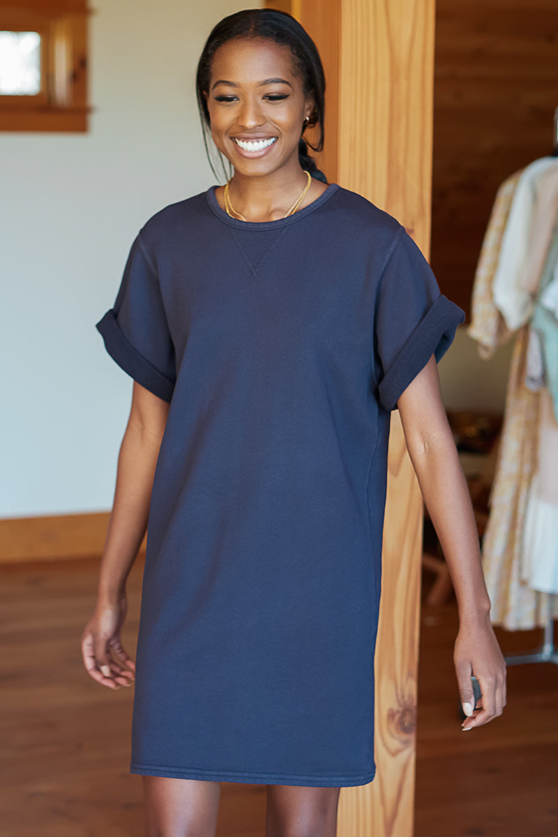 Shorty Sweatshirt Dress - Washed Black Organic