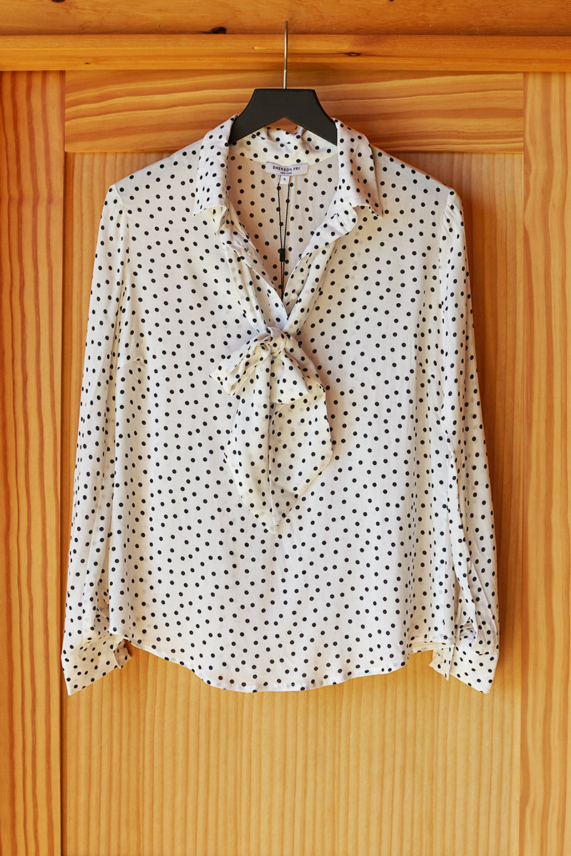 Ribbons Blouse - Ivory Dot