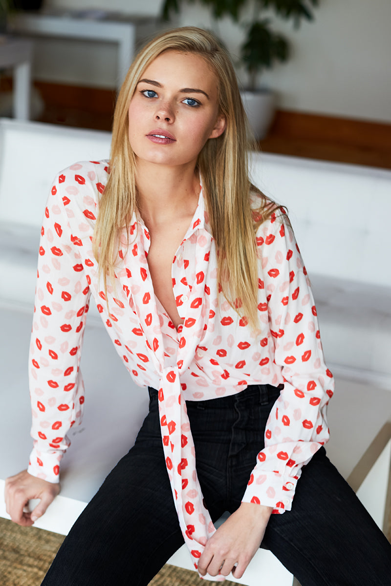 Ribbons Blouse - Lipstick