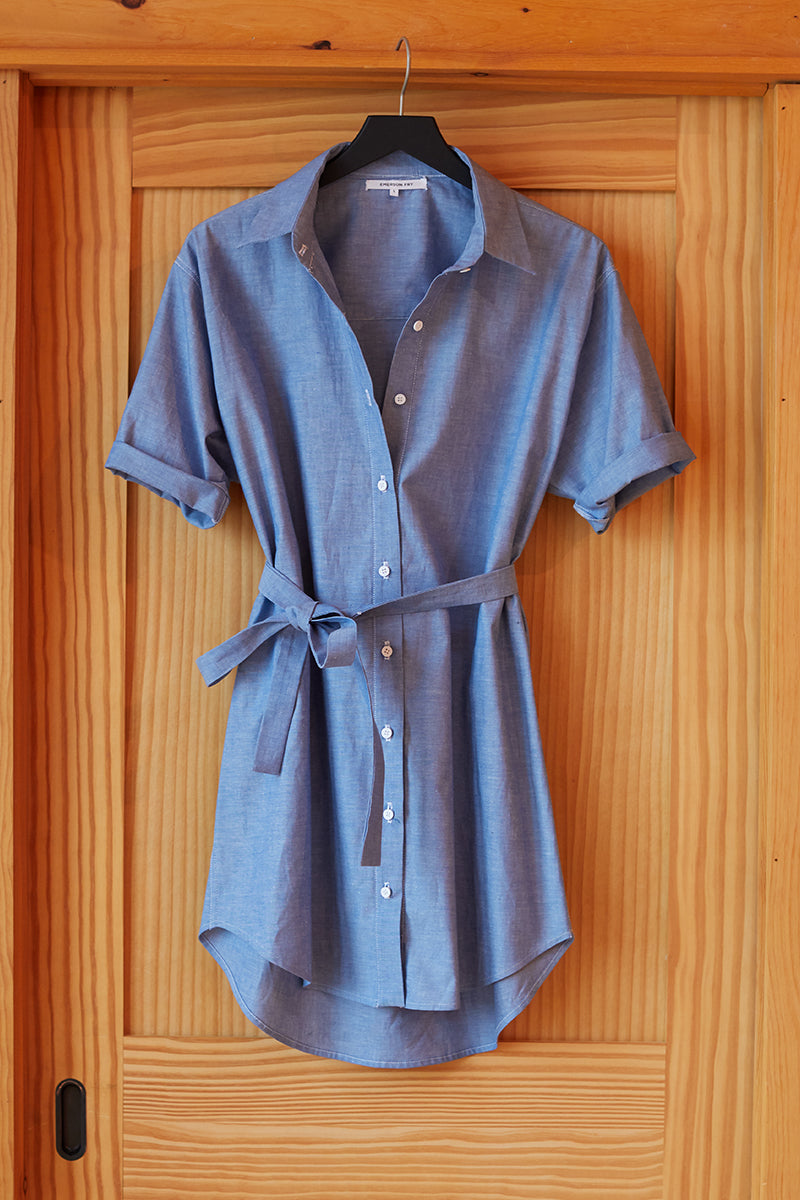 Short Sleeve Shirtdress -  Chambray