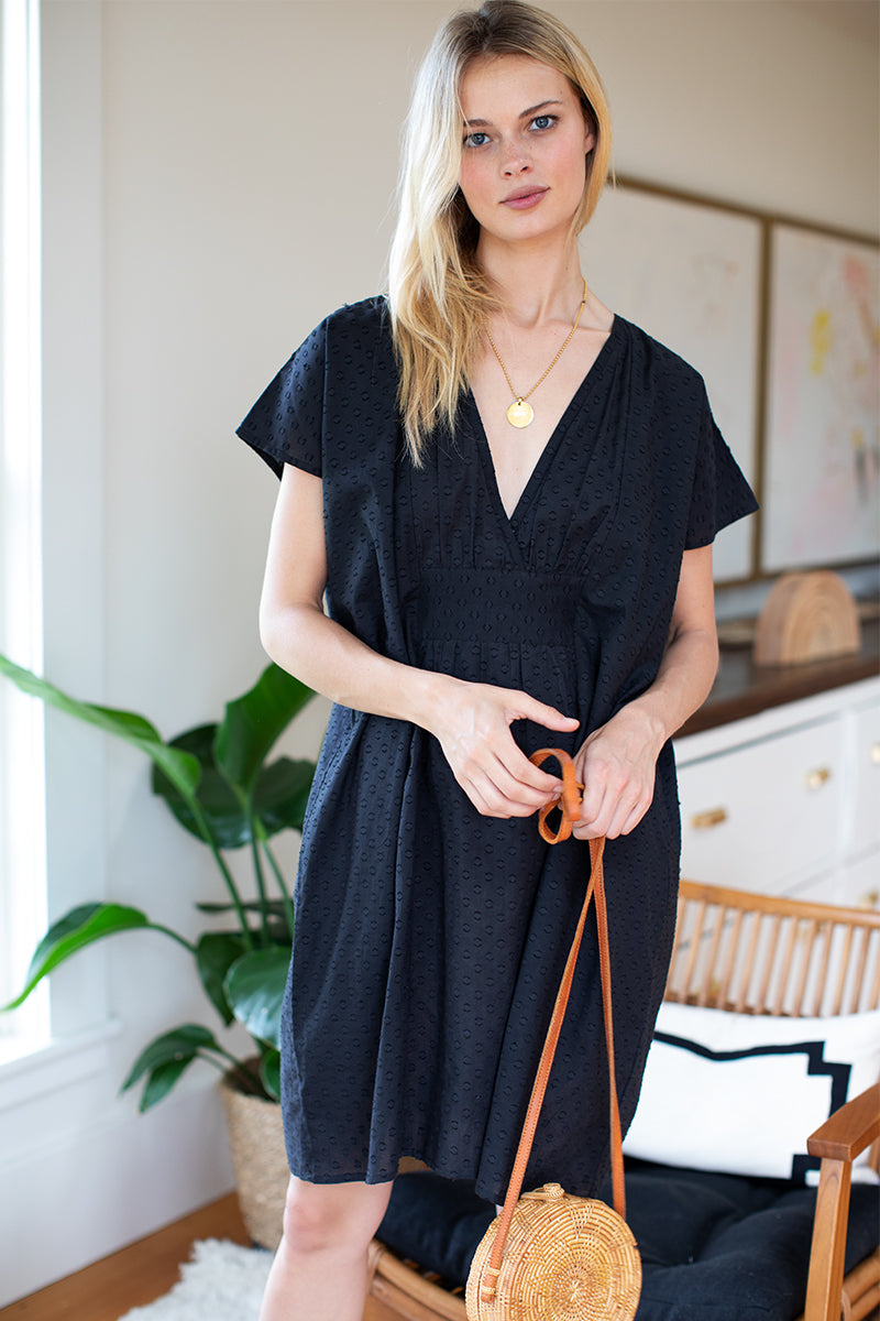Francina Caftan Shortie - Black Dots