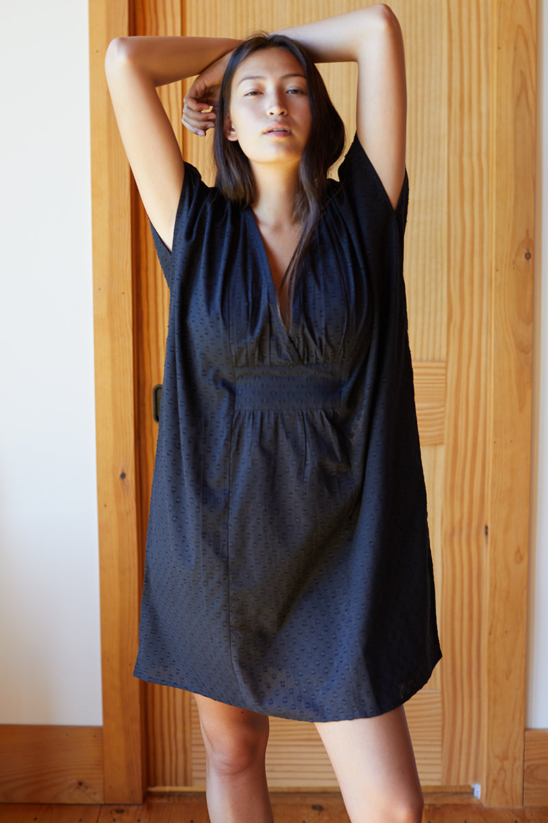 Francina Caftan Shortie - Black Dots