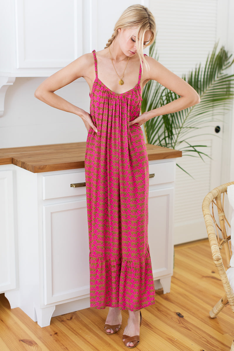 India Sundress - Pink Yarrow Cheetah