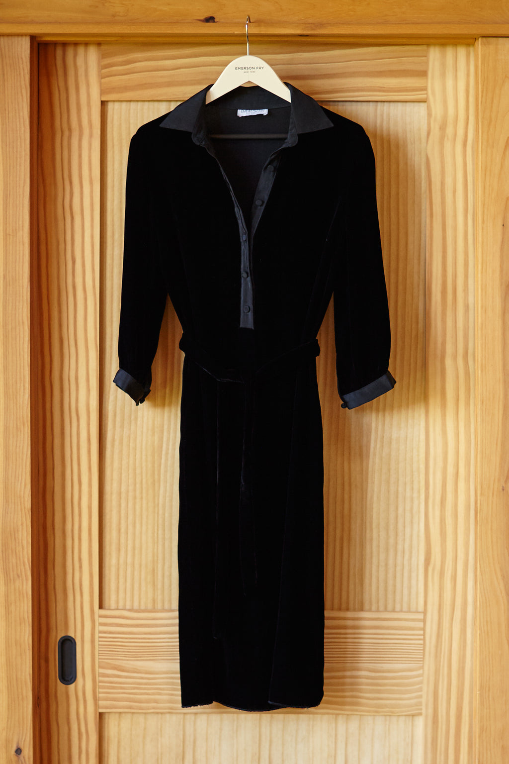 Velvet Shirtdress - Black Silk Velvet