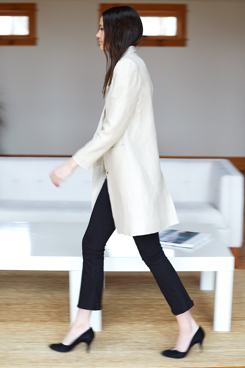 Wingtip Coat - Flax Linen