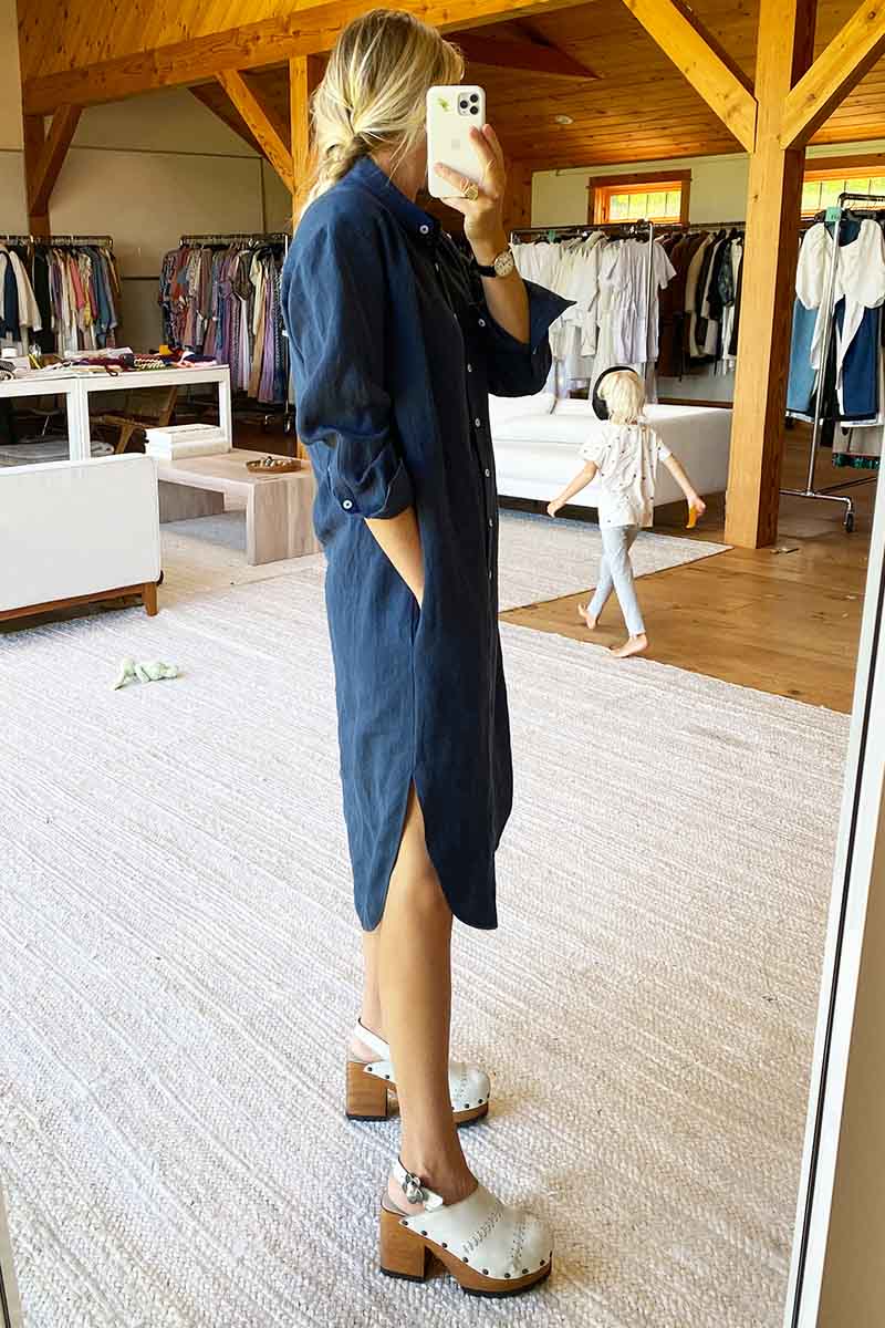 Midi Shirtdress - Lake Blue Linen