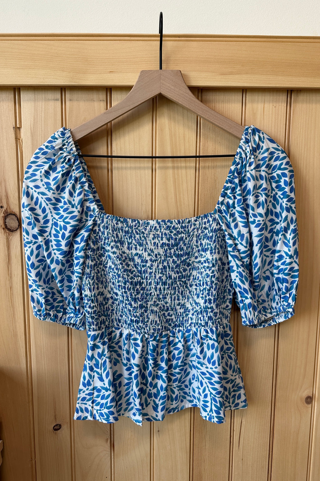 Shirred Blouse - Wisteria Vines