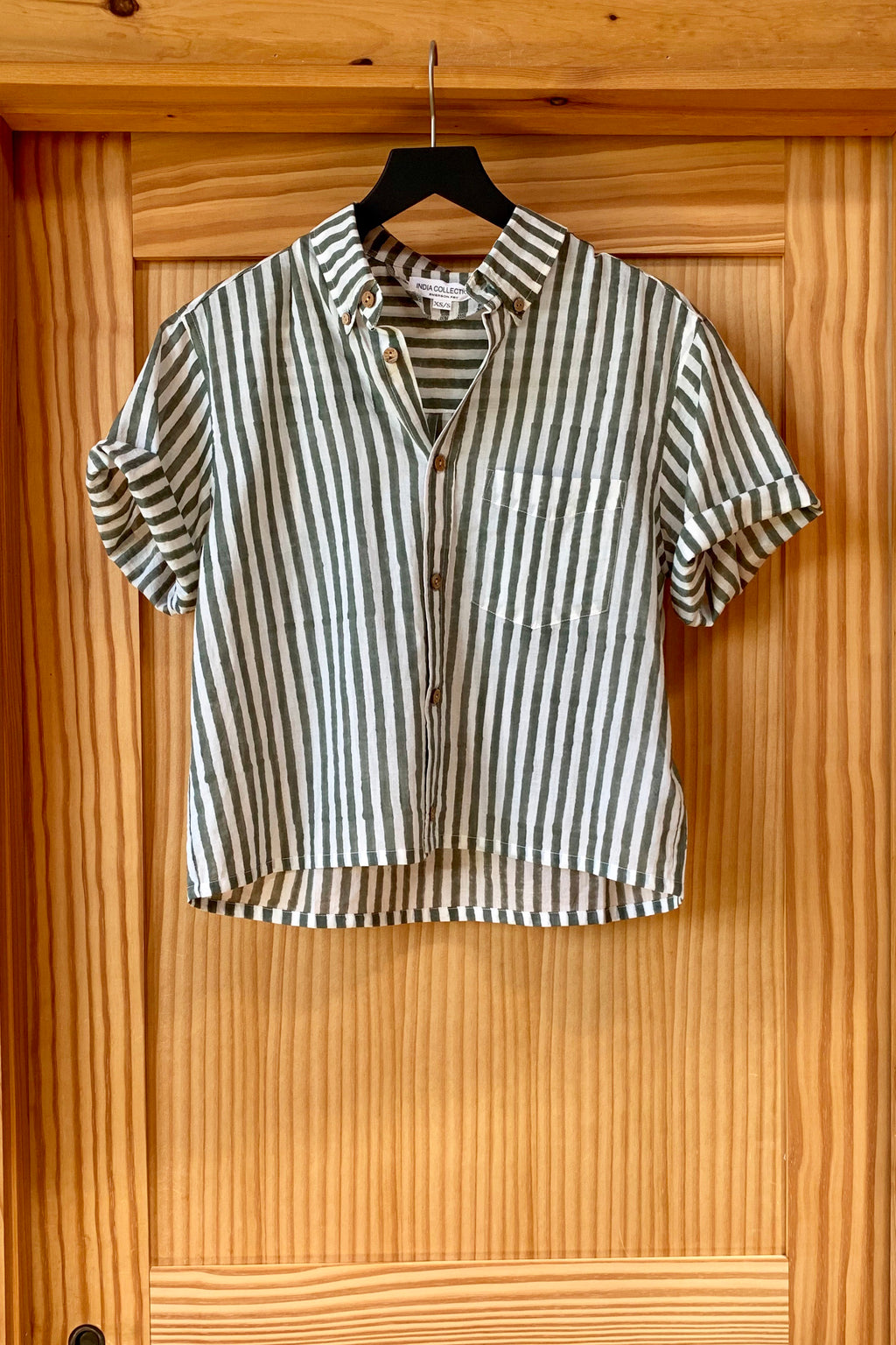 Boxy Shirt - Moss Stripe Lightweight Cotton Organic