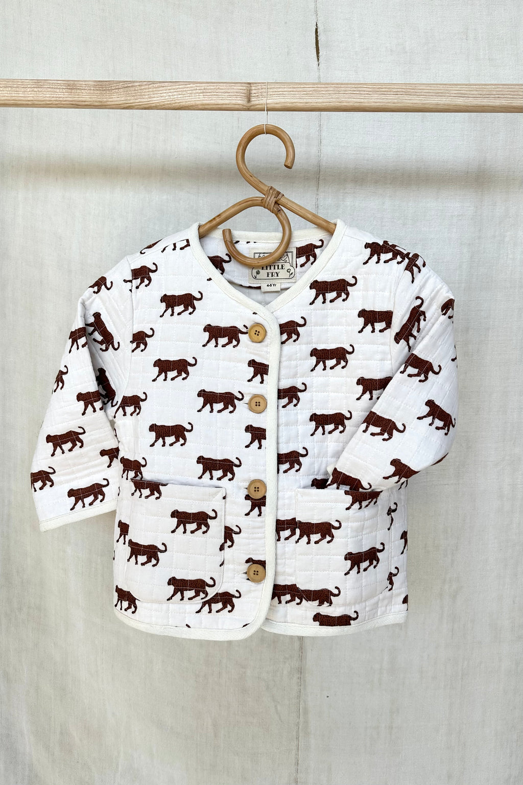 Little Fry Quilted Jacket - Ivory Cheetah Organic