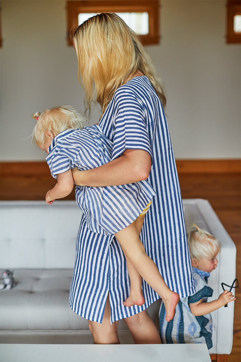 Little Fry Caftan - Ocean Stripe Organic